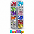BeadMigo colorful flat-back rhinestone boxes - 12 Compartments on a clean white background
