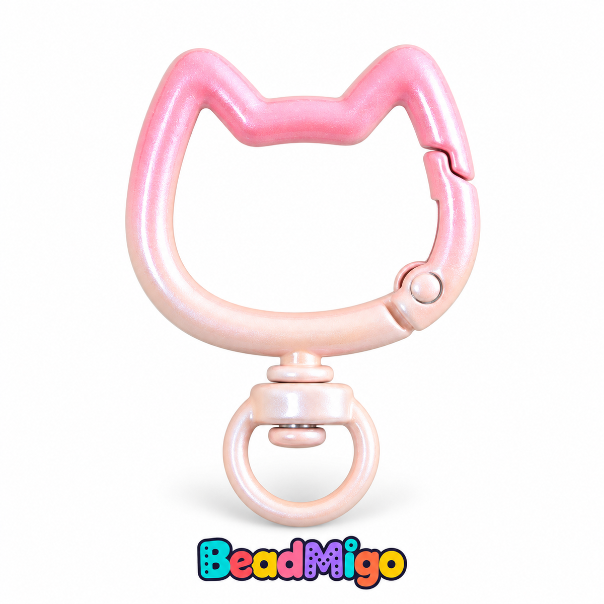 BeadMigo Gradient Cat-Head Spring Clasps - Rose Pink on a clean white background