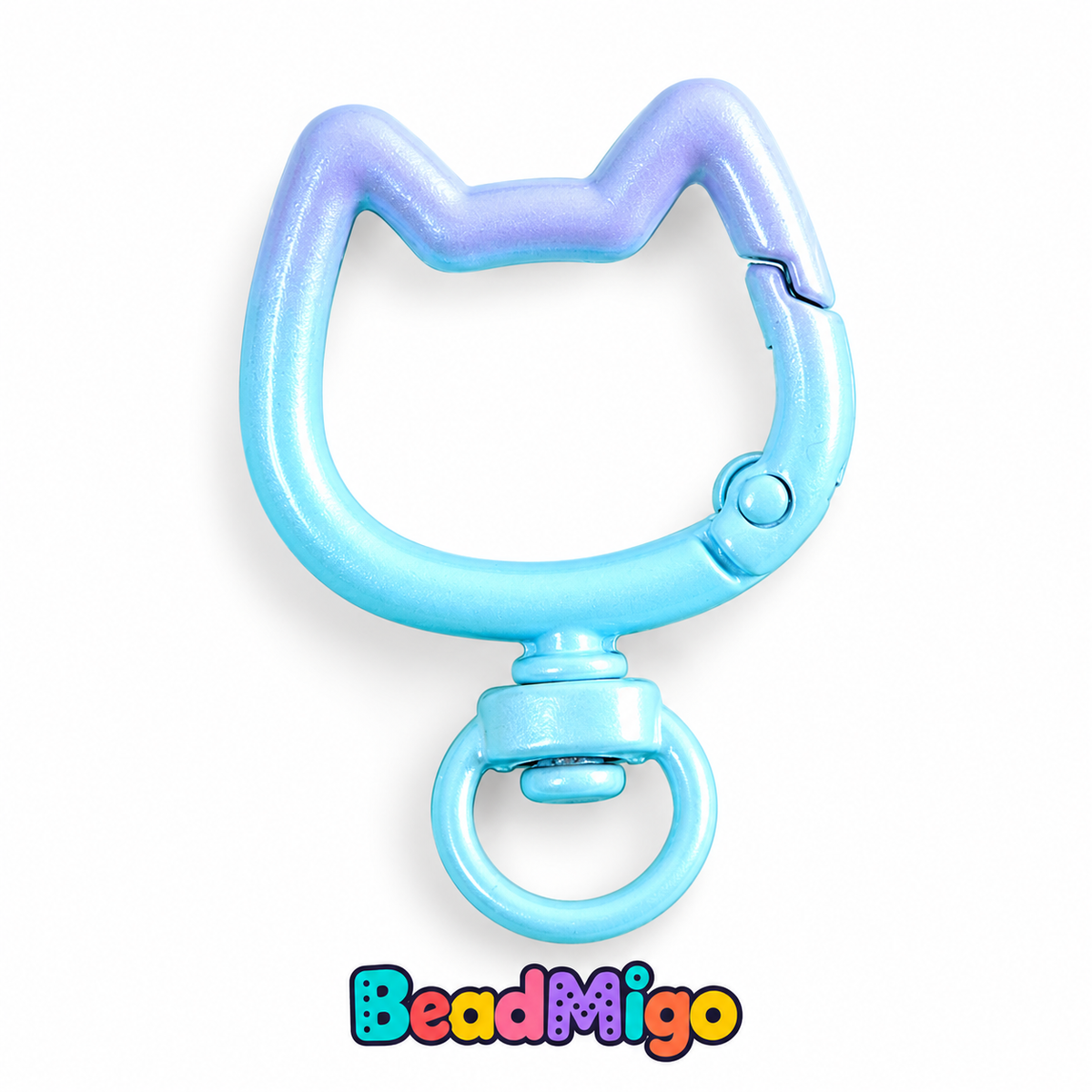 BeadMigo Gradient Cat-Head Spring Clasps - Blue-Purple on a clean white background
