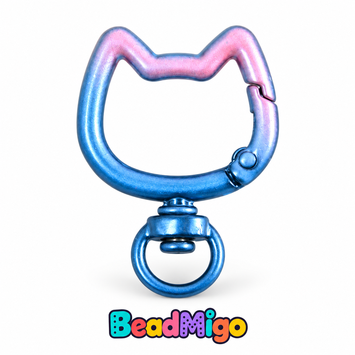 BeadMigo Gradient Cat-Head Spring Clasps - Royal Blue-Purple on a clean white background