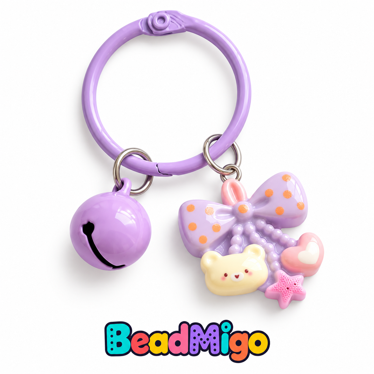 BeadMigo Pastel Bear Charm Keychains - Purple on clean white background