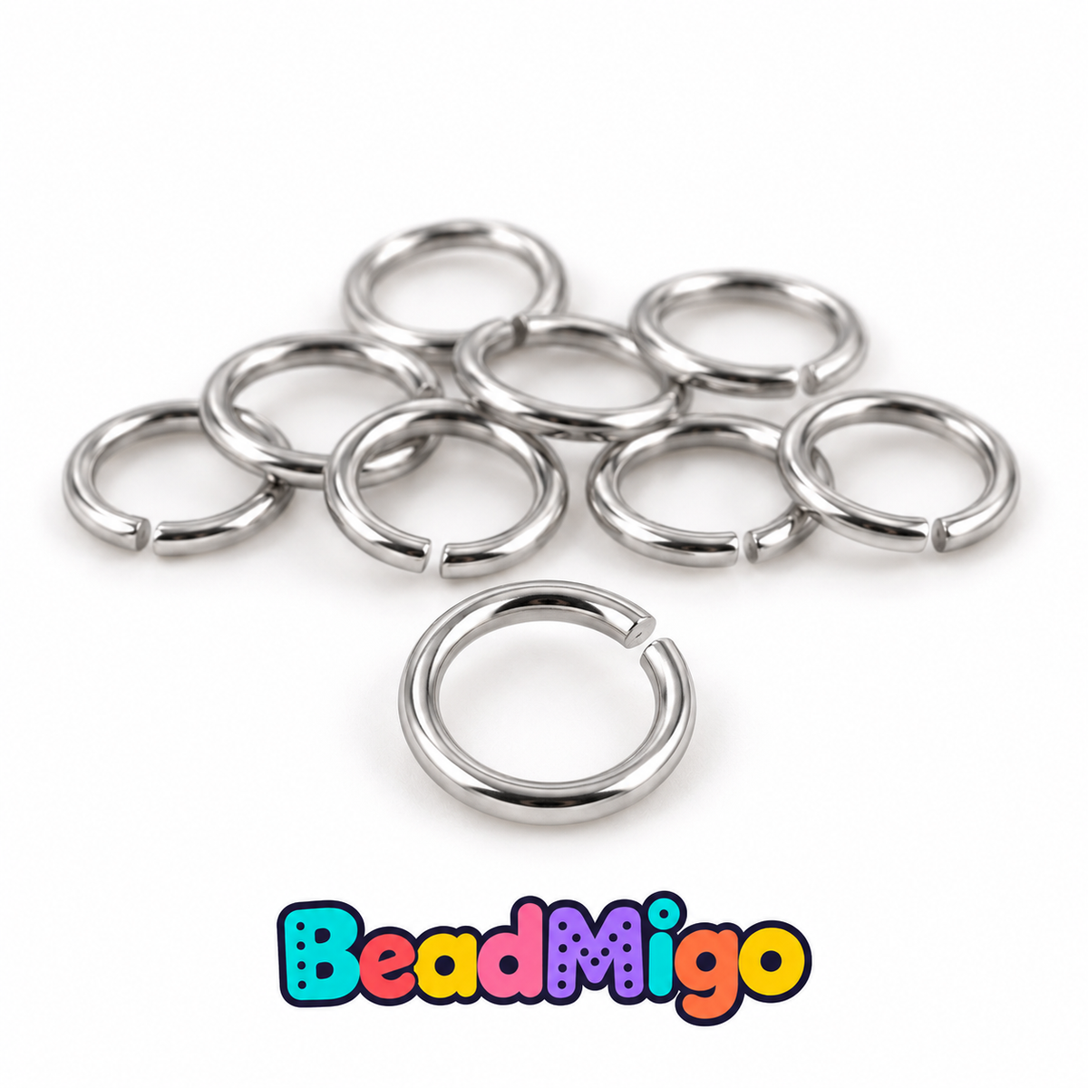 BeadMigo 0.8 x 5mm stainless steel jump rings - Default Title on a clean white background