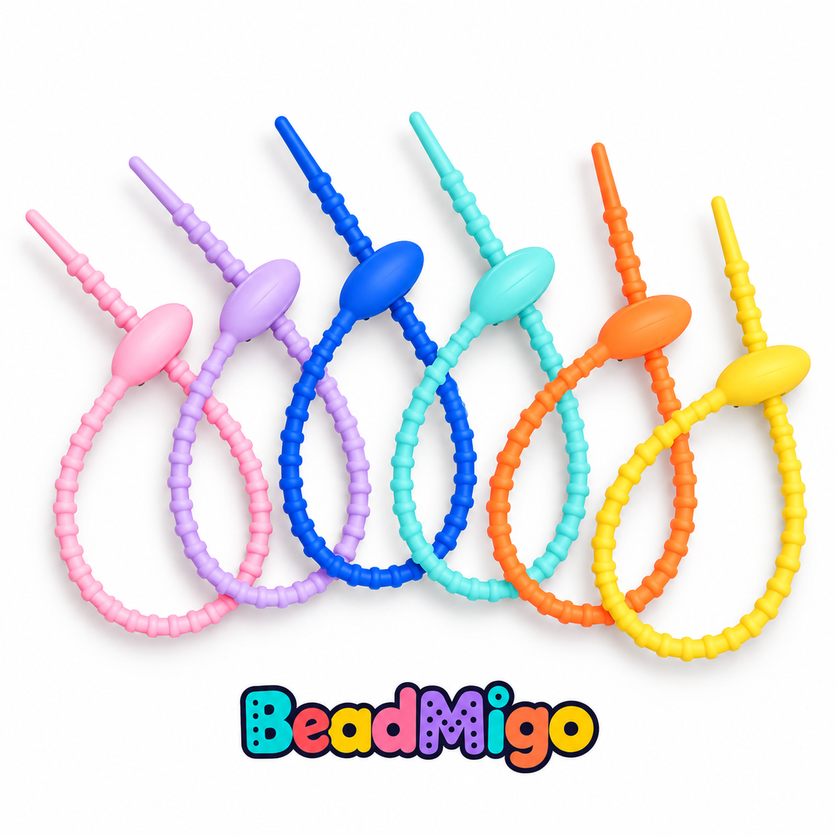 BeadMigo 21.5cm silicone craft straps - Random Mix on a clean white background