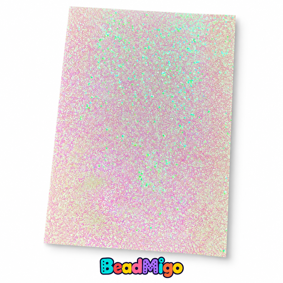 BeadMigo Glitter Ironing Fabric for Fuse Beads, 20 x 30cm - Coarse Pink-White on a clean white background