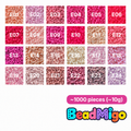 BeadMigo E Series pink, rose and blush color chart, 24 color options