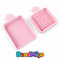 BeadMigo pink paw bead scoop and tray pair on a clean white background