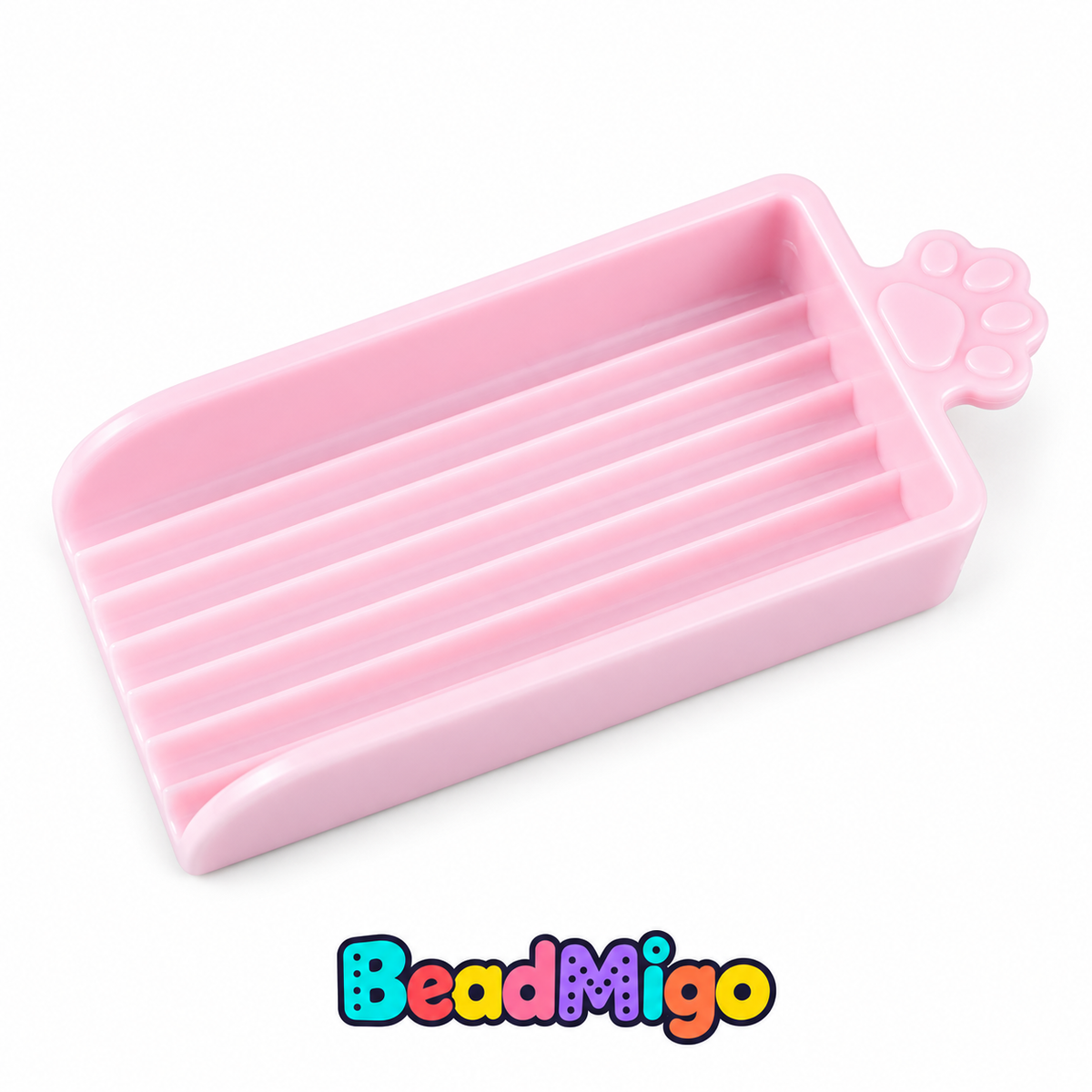 BeadMigo small pink paw bead scoop on a clean white background
