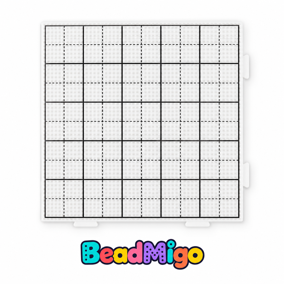 BeadMigo white guide-grid mini fuse bead pegboard on a clean white background