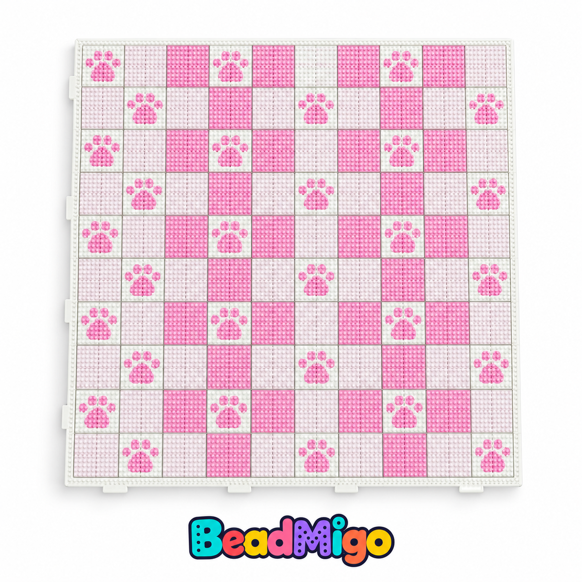 BeadMigo pink paw mini fuse bead pegboard - 28cm on a clean white background